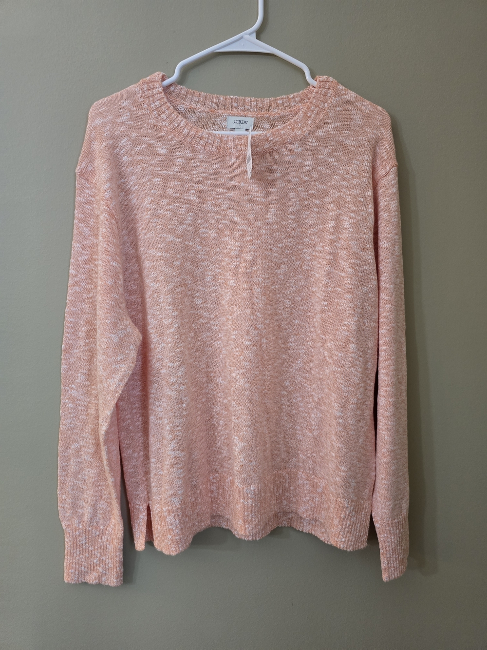 J. Crew Pink Marled Crewneck Sweater Women Size L